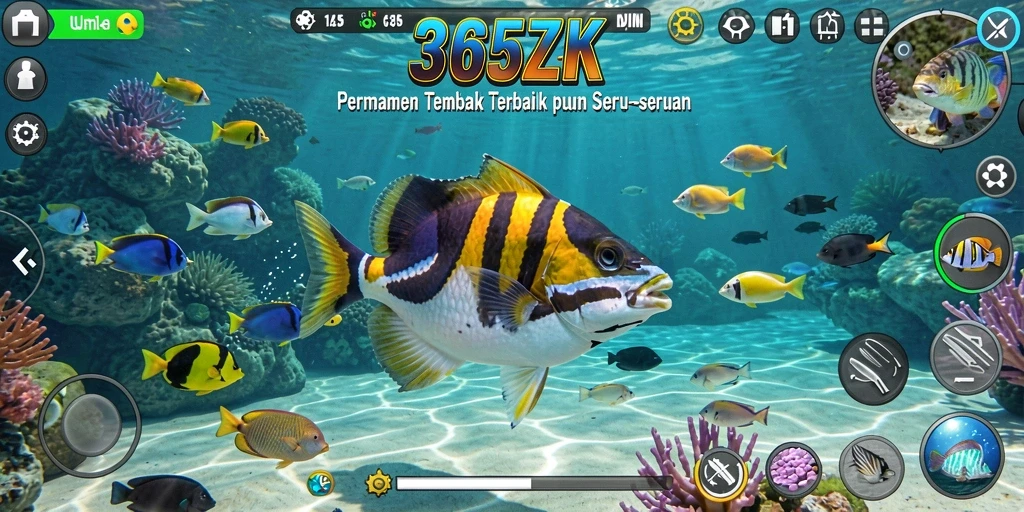 Screenshot gameplay 365ZK menampilkan aksi seru dalam berburu ikan.