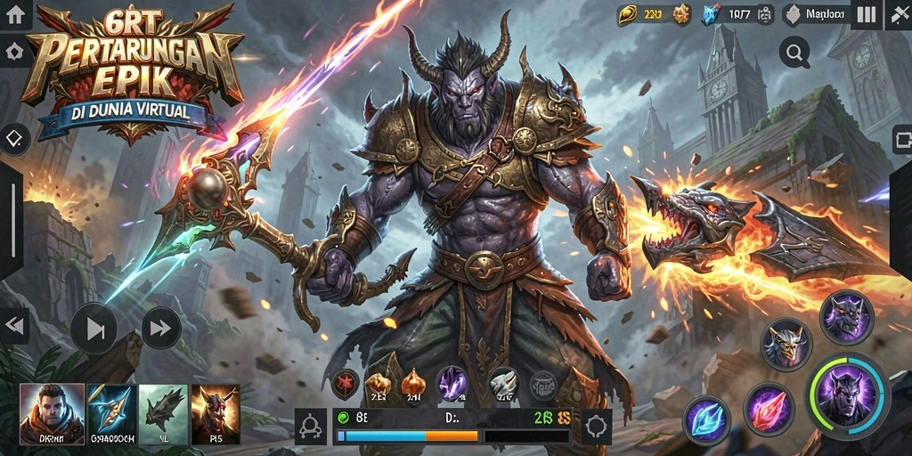 Tampilan gameplay epik dari 6RT saat pertarungan melawan petarung lain.