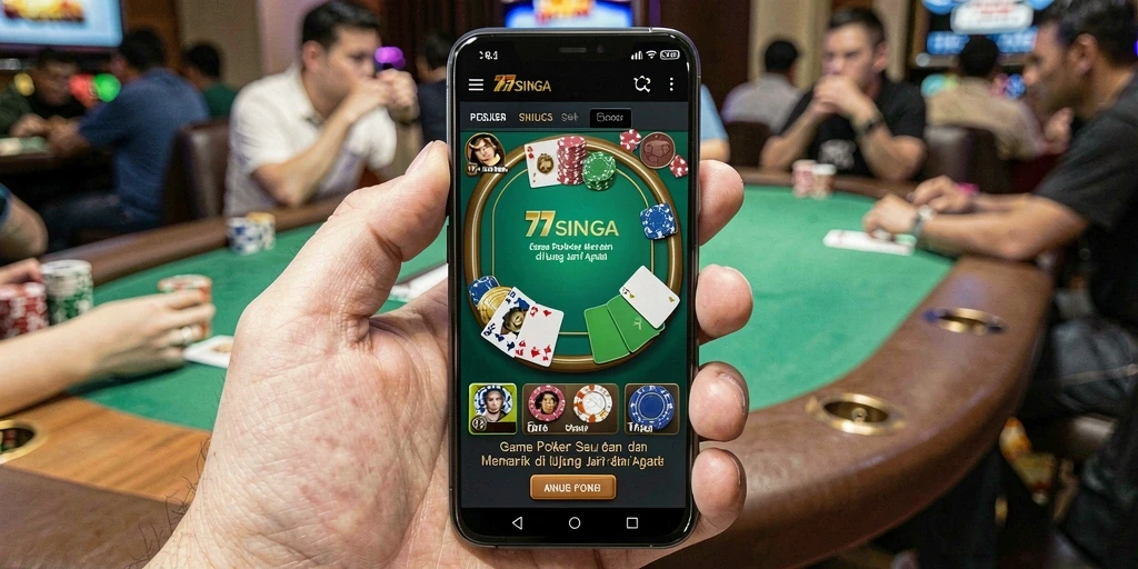 Tampilan gameplay Poker yang menarik dan interaktif di 77SINGA.