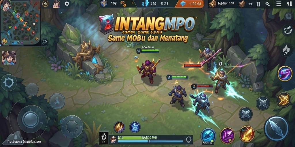 Screenshot gameplay BINTANGMPO menunjukkan aksi pertempuran tim yang seru.