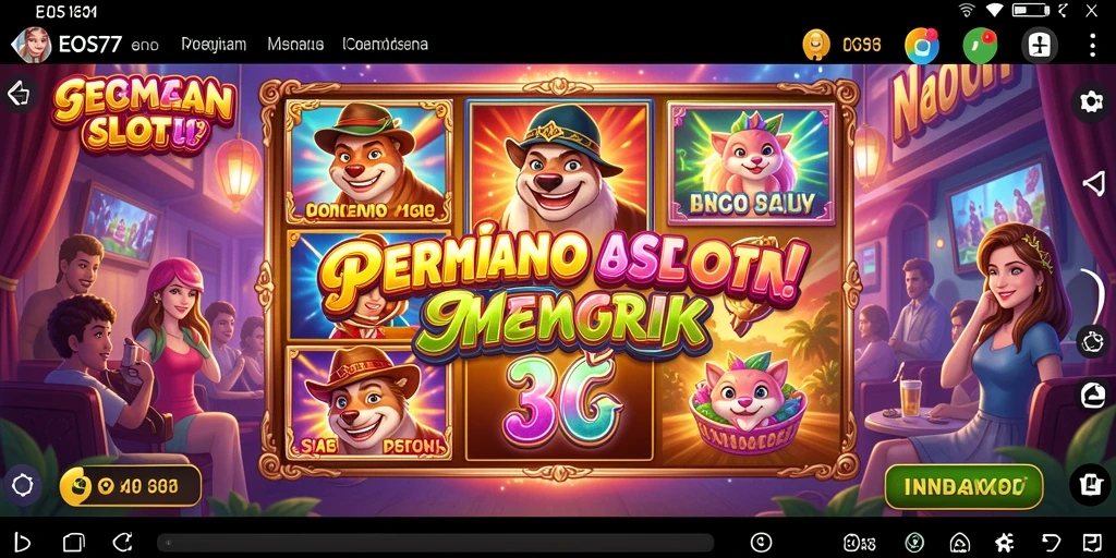 Screenshot gameplay <strong>EOS77</strong> dengan tampilan slot menarik dan penuh warna.