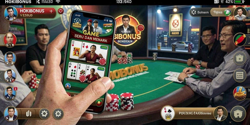 Tampilan gameplay HOKIBONUS dengan interaksi poker yang seru.