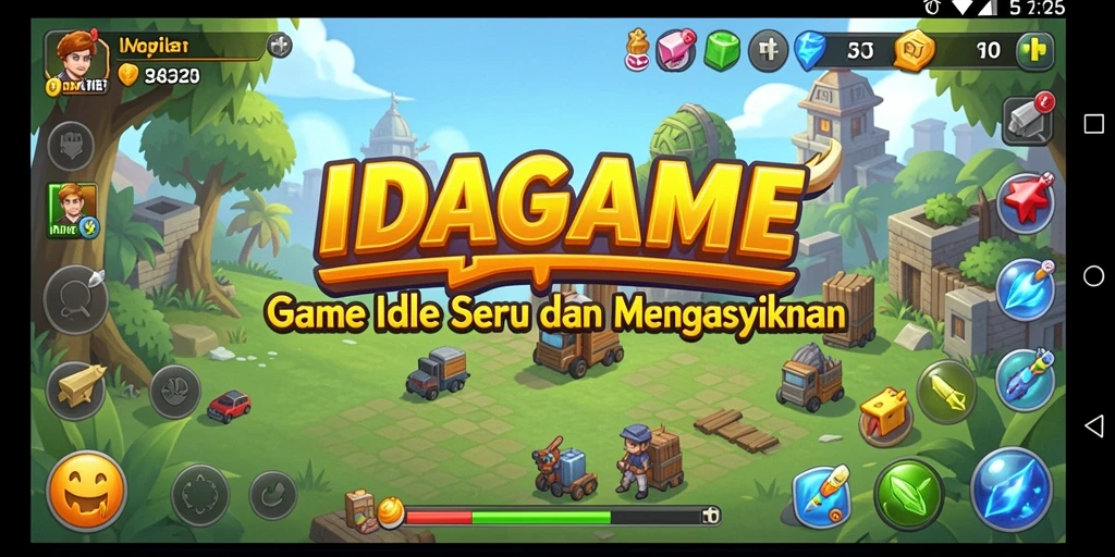 Tangkapan layar gameplay IDAGAME yang menunjukkan aksi Idle yang seru.