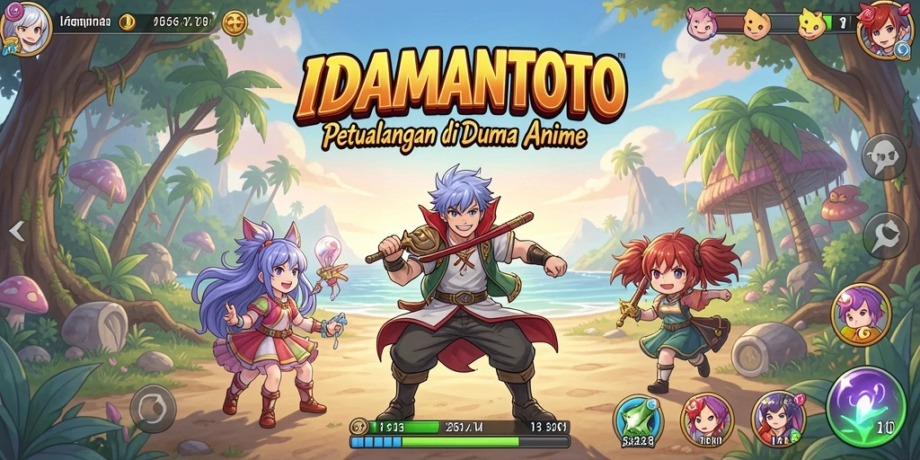 Screenshot gameplay menunjukkan pertarungan karakter anime yang menarik.