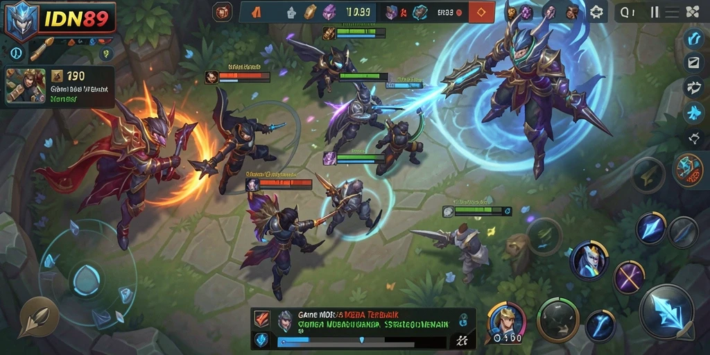 Tampilan gameplay seru di IDN89 dengan aksi MOBA yang mendebarkan.