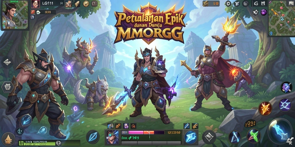 Tangkapan layar gameplay menarik dari LG111 menunjukkan pertempuran epik di dunia MMORPG.
