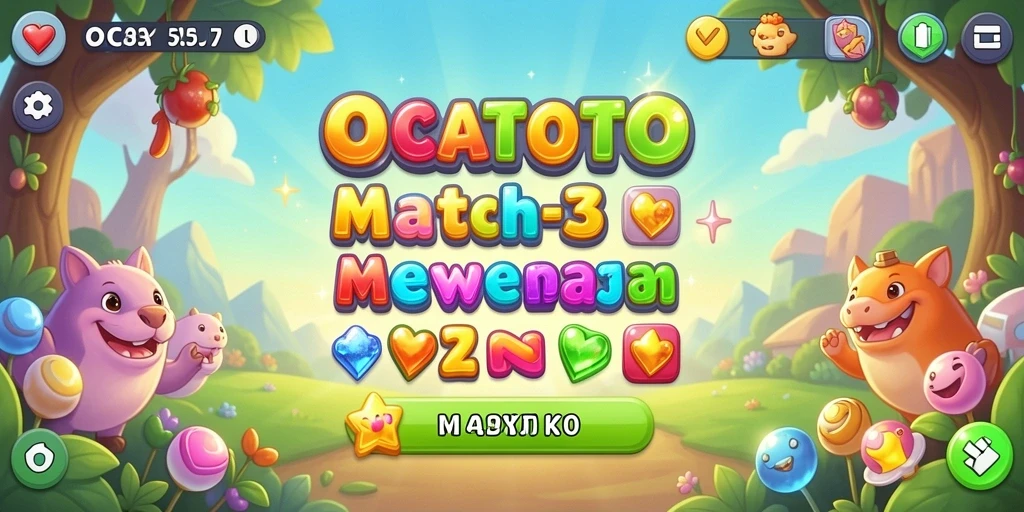 Tampilan gameplay OCATOTO yang menarik dan seru dalam permainan Match-3.