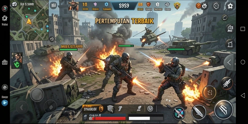 Screenshot menunjukkan intensitas pertempuran dalam S9S9.