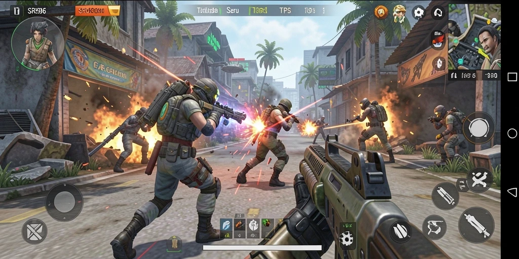 Tampilan gameplay seru SR996 dalam mode TPS.