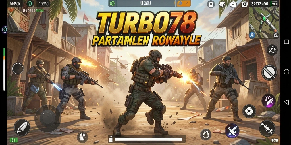 Gameplay seru TURBO78 di arena Battle Royale.