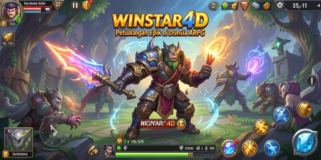 Gameplay WINSTAR4D dengan pertarungan epik dan karakter yang menakjubkan.